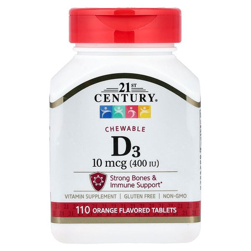 <img alt="21st Century, Chewable Vitamin D3, Orange, 10 mcg (400 IU), 110 Tablets" title="21st Century, Chewable Vitamin D3, Orange, 10 mcg (400 IU), 110 Tablets,740985273807"