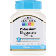 <img alt="21st Century, Potassium Gluconate, 595 mg, 110 Tablets" title="21st Century, Potassium Gluconate, 595 mg, 110 Tablets,740985213872"