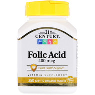 <img alt="21st Century, Folic Acid, 400 mcg, 250 Easy to Swallow Tablets" title="21st Century, Folic Acid, 400 mcg, 250 Easy to Swallow Tablets,740985213773"
