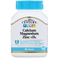 <img alt="21st Century, Calcium Magnesium Zinc + D3, 90 Tablets" title="21st Century, Calcium Magnesium Zinc + D3, 90 Tablets,740985222638"