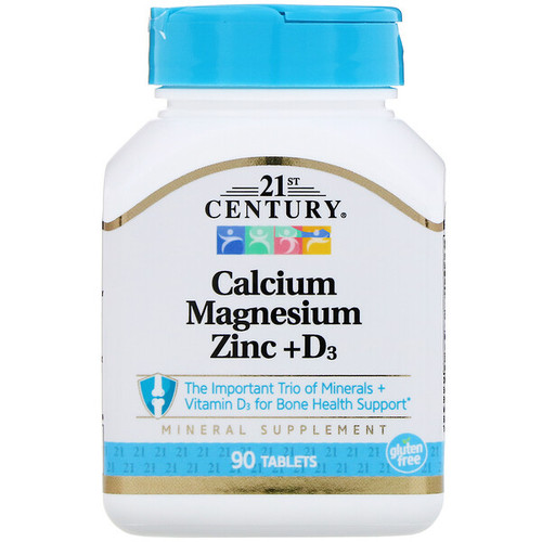 <img alt="21st Century, Calcium Magnesium Zinc + D3, 90 Tablets" title="21st Century, Calcium Magnesium Zinc + D3, 90 Tablets,740985222638"
