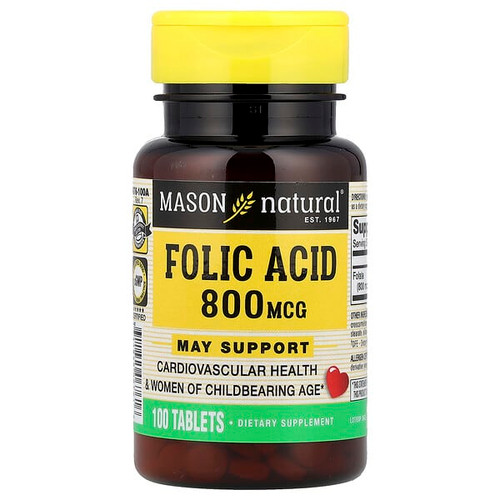 <img alt="Mason Natural, Folic Acid, 800 mcg, 100 Tablets" title="Mason Natural, Folic Acid, 800 mcg, 100 Tablets,311845067616"