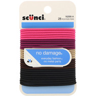 Scunci, No Damage Elastics, Assorted Colors, 28 Pieces