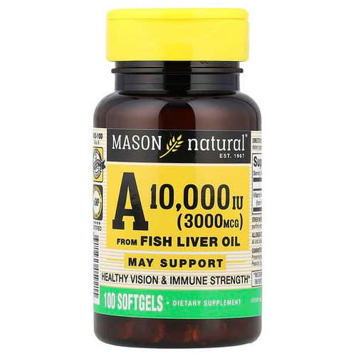 <img alt="Mason Natural, Vitamin A from Fish Liver Oil, 3,000 mcg (10,000 IU), 100 Softgels" title="Mason Natural, Vitamin A from Fish Liver Oil, 3,000 mcg (10,000 IU), 100 Softgels,311845059215"