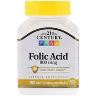 <img alt="21st Century, Folic Acid, 800 mcg, 180 Easy to Swallow Tablets" title="21st Century, Folic Acid, 800 mcg, 180 Easy to Swallow Tablets,740985225639"