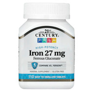 <img alt="21st Century, High-Potency Iron, 27 mg, 110 Easy to Swallow Tablets" title="21st Century, High-Potency Iron, 27 mg, 110 Easy to Swallow Tablets,740985226902"