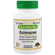 California Gold Nutrition, Echinacea, EuroHerbs, Whole Powder, 400 mg, 60 Veggie Caps