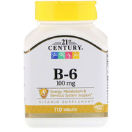 <img alt="21st Century, B-6, 100 mg, 110 Tablets" title="21st Century, B-6, 100 mg, 110 Tablets,740985211960"