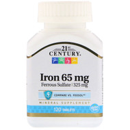 <img alt="21st Century, Iron, 65 mg, 120 Tablets" title="21st Century, Iron, 65 mg, 120 Tablets,740985226704"