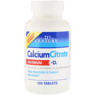 <img alt="21st Century, Calcium Citrate Maximum + D3, 120 Tablets" title="21st Century, Calcium Citrate Maximum + D3, 120 Tablets,740985274934"