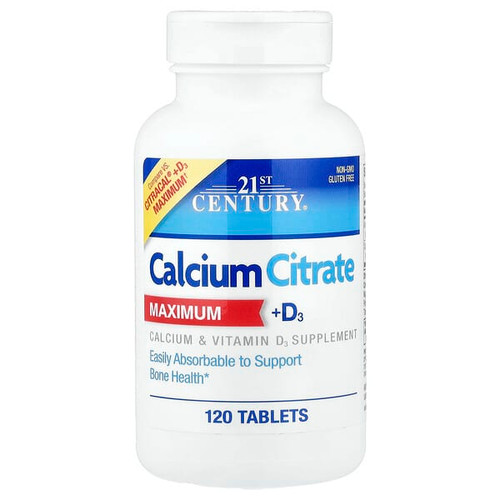 <img alt="21st Century, Calcium Citrate Maximum + D3, 120 Tablets" title="21st Century, Calcium Citrate Maximum + D3, 120 Tablets,740985274934"