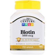 <img alt="21st Century, Biotin, 5000 mcg, 110 Capsules" title="21st Century, Biotin, 5000 mcg, 110 Capsules,740985271162"