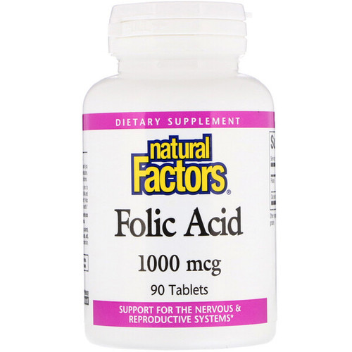 <img alt="Natural Factors, Folic Acid, 1,000 mcg, 90 Tablets" title="Natural Factors, Folic Acid, 1,000 mcg, 90 Tablets,068958012704"
