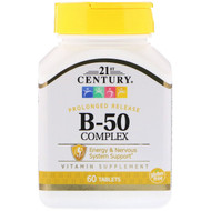 <img alt="21st Century, B-50 Complex, Prolonged Release, 60 Tablets" title="21st Century, B-50 Complex, Prolonged Release, 60 Tablets,740985222515"
