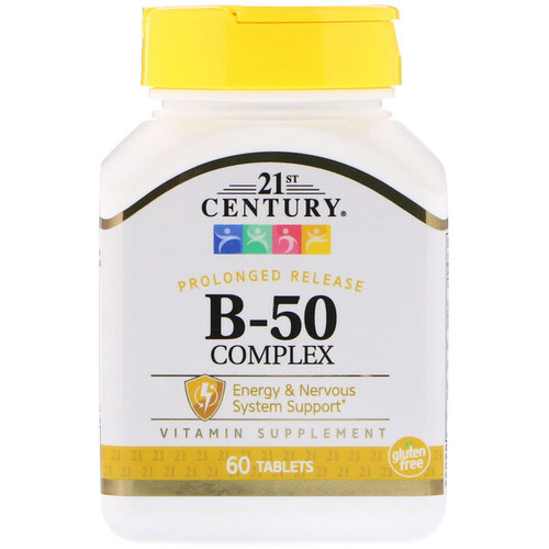 <img alt="21st Century, B-50 Complex, Prolonged Release, 60 Tablets" title="21st Century, B-50 Complex, Prolonged Release, 60 Tablets,740985222515"