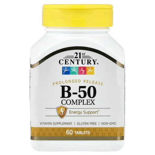 <img alt="21st Century, B-50 Complex, Prolonged Release, 60 Tablets" title="21st Century, B-50 Complex, Prolonged Release, 60 Tablets,740985222515"