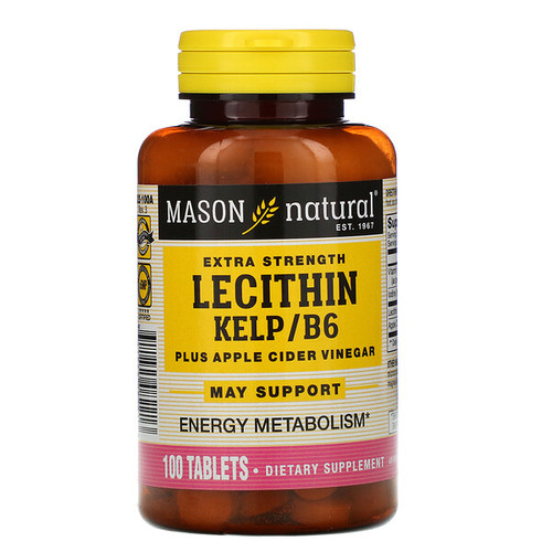 <img alt="Mason Natural, Lecithin with Kelp/B6, Plus Cider Vinegar, Extra Strength, 100 Tablets" title="Mason Natural, Lecithin with Kelp/B6, Plus Cider Vinegar, Extra Strength, 100 Tablets,311845082213"
