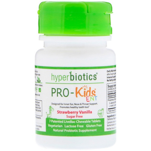 <img alt="Hyperbiotics, PRO-Kids ENT, Strawberry Vanilla, Sugar Free, 7 Patented LiveBac Chewable Tablets" title="Hyperbiotics, PRO-Kids ENT, Strawberry Vanilla, Sugar Free, 7 Patented LiveBac Chewable Tablets,9506000116730"