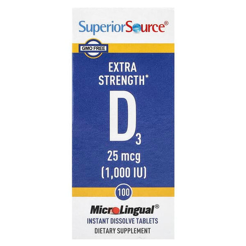 <img alt="Superior Source, D3, 25 mcg (1,000 IU), 100 MicroLingual Instant Dissolve Tablets" title="Superior Source, D3, 25 mcg (1,000 IU), 100 MicroLingual Instant Dissolve Tablets,076635908509"