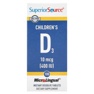 <img alt="Superior Source, Childrens D3, 10 mcg (400 IU), 100 MicroLingual Instant Dissolve Tablets" title="Superior Source, Childrens D3, 10 mcg (400 IU), 100 MicroLingual Instant Dissolve Tablets,076635910502"