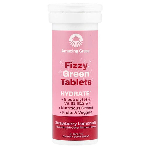 <img alt="Amazing Grass, Fizzy Green Tablets, Hydrate, Strawberry Lemonade, 10 Tablets" title="Amazing Grass, Fizzy Green Tablets, Hydrate, Strawberry Lemonade, 10 Tablets,829835006502"