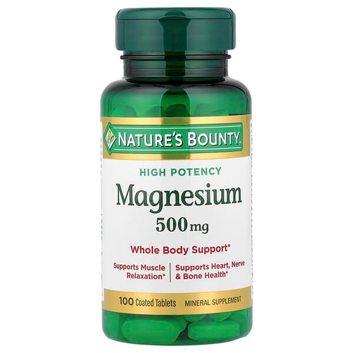 <img alt="Natures Bounty, Magnesium, High Potency, 500 mg, 100 Coated Tablets" title="Natures Bounty, Magnesium, High Potency, 500 mg, 100 Coated Tablets,074312055355"