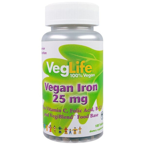 <img alt="VegLife, Vegan Iron, 25 mg, 100 Tablets" title="VegLife, Vegan Iron, 25 mg, 100 Tablets,076280746105"