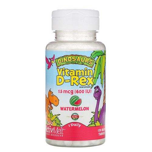 <img alt="KAL, Vitamin D-Rex, Watermelon, 600 IU, 120 Micro Tablets" title="KAL, Vitamin D-Rex, Watermelon, 600 IU, 120 Micro Tablets,021245607205"