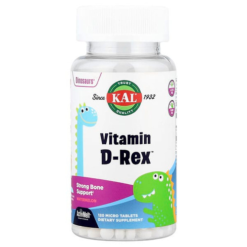 <img alt="KAL, Dinosaurs, Vitamin D-Rex, Watermelon, 15 mcg (600 IU), 120 Micro Tablets" title="KAL, Dinosaurs, Vitamin D-Rex, Watermelon, 15 mcg (600 IU), 120 Micro Tablets,021245607205"