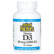 <img alt="Natural Factors, Vitamin D3, 50 mcg (2,000 IU), 120 Softgels" title="Natural Factors, Vitamin D3, 50 mcg (2,000 IU), 120 Softgels,068958010533"