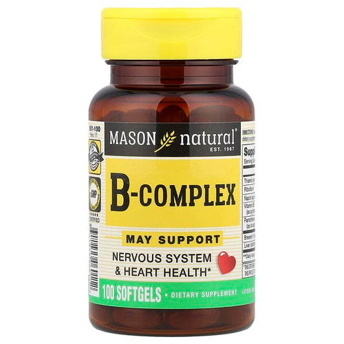 <img alt="Mason Natural, B-Complex, 100 Softgels" title="Mason Natural, B-Complex, 100 Softgels,311845060112"