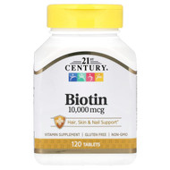 <img alt="21st Century, Biotin, 10,000 mcg, 120 Tablets" title="21st Century, Biotin, 10,000 mcg, 120 Tablets,740985277577"