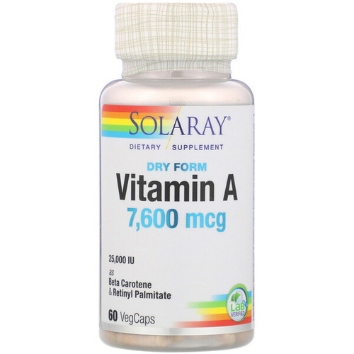 <img alt="Solaray, Dry Vitamin A, 25,000 IU, 60 Capsules" title="Solaray, Dry Vitamin A, 25,000 IU, 60 Capsules,076280041309"