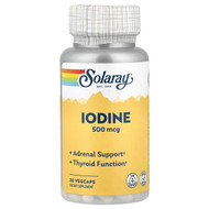 <img alt="Solaray, Iodine, 500 mcg, 30 VegCaps" title="Solaray, Iodine, 500 mcg, 30 VegCaps,076280142600"