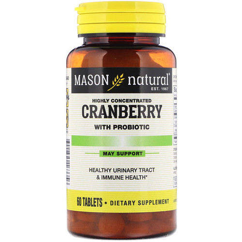 <img alt="Mason Natural, Cranberry with Probiotic, Highly Concentrated, 60 Tablets" title="Mason Natural, Cranberry with Probiotic, Highly Concentrated, 60 Tablets,311845163356"