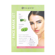 3 PACK of Nu-Pore, Collagen Essence Face Mask Set, Aloe & Cucumber, 2 Single-Use Masks, 0.85 fl oz (25 g) Each