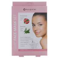 3 PACK of Nu-Pore, Collagen Essence Face Mask Set, Pomegranate & Rosemary, 2 Single-Use Masks, 0.85 fl oz (25 g) Each