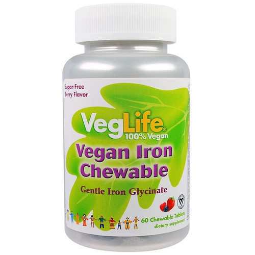 <img alt="VegLife, Vegan Iron Chewable, Berry Flavor, 60 Chewable Tablets" title="VegLife, Vegan Iron Chewable, Berry Flavor, 60 Chewable Tablets,076280810257"