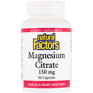<img alt="Natural Factors, Magnesium Citrate, 150 mg, 90 Capsules" title="Natural Factors, Magnesium Citrate, 150 mg, 90 Capsules,068958016528"