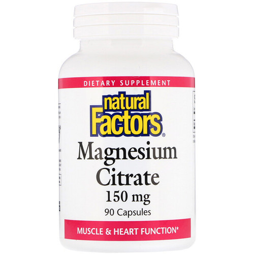 <img alt="Natural Factors, Magnesium Citrate, 150 mg, 90 Capsules" title="Natural Factors, Magnesium Citrate, 150 mg, 90 Capsules,068958016528"