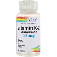 <img alt="Solaray, Vitamin K-2 Menaquinone-7 - 50 mcg - 30 Vegetarian Capsules" title="Solaray, Vitamin K-2 Menaquinone-7 - 50 mcg - 30 Vegetarian Capsules,076280361537"