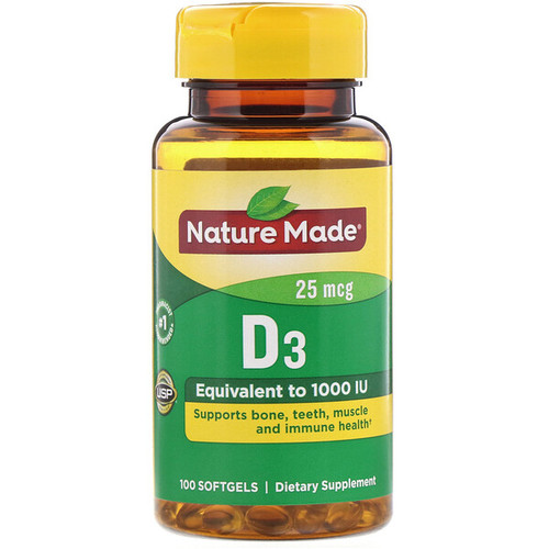 <img alt="Nature Made, Vitamin D3, 25 mcg, 100 Softgels" title="Nature Made, Vitamin D3, 25 mcg, 100 Softgels,031604026752"