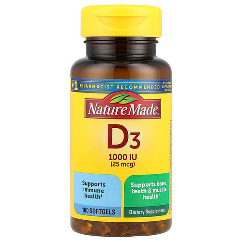 <img alt="Nature Made, Vitamin D3, 25 mcg (1,000 IU), 100 Softgels" title="Nature Made, Vitamin D3, 25 mcg (1,000 IU), 100 Softgels,031604026752"