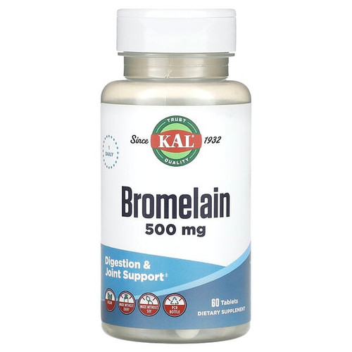 <img alt="KAL, Bromelain, 500 mg, 60 Tablets" title="KAL, Bromelain, 500 mg, 60 Tablets,021245558064"