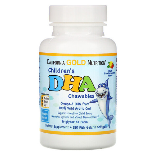 <img alt="California Gold Nutrition, Childrens DHA Chewables, 100% Wild Arctic Cod, Strawberry-Lemon Flavor, 180 Fish Gelatin Softgels" title="California Gold Nutrition, Childrens DHA Chewables, 100% Wild Arctic Cod, Strawberry-Lemon Flavor, 180 Fish Gelatin Softgels,898220010981"