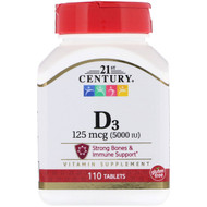 <img alt="21st Century, Vitamin D3, 125 mcg (5000 IU), 110 Tablets" title="21st Century, Vitamin D3, 125 mcg (5000 IU), 110 Tablets,740985272886"
