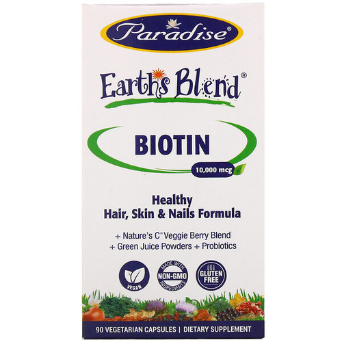 <img alt="Paradise Herbs, Earths Blend, Biotin, 10,000 mcg, 90 Vegetarian Capsules" title="Paradise Herbs, Earths Blend, Biotin, 10,000 mcg, 90 Vegetarian Capsules,601944778705"