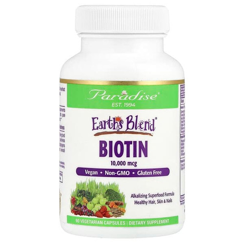 <img alt="Paradise Herbs, Earths Blend, Biotin, 10,000 mcg, 90 Vegetarian Capsules" title="Paradise Herbs, Earths Blend, Biotin, 10,000 mcg, 90 Vegetarian Capsules,601944778705"