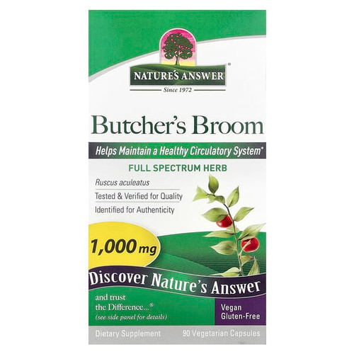 <img alt="Natures Answer, Butchers Broom, 90 Vegetarian Capsules (500 mg per Capsule)" title="Natures Answer, Butchers Broom, 90 Vegetarian Capsules (500 mg per Capsule),083000161384"