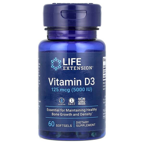 <img alt="Life Extension, Vitamin D3, 125 mcg (5,000 IU), 60 Softgels" title="Life Extension, Vitamin D3, 125 mcg (5,000 IU), 60 Softgels,737870171362"